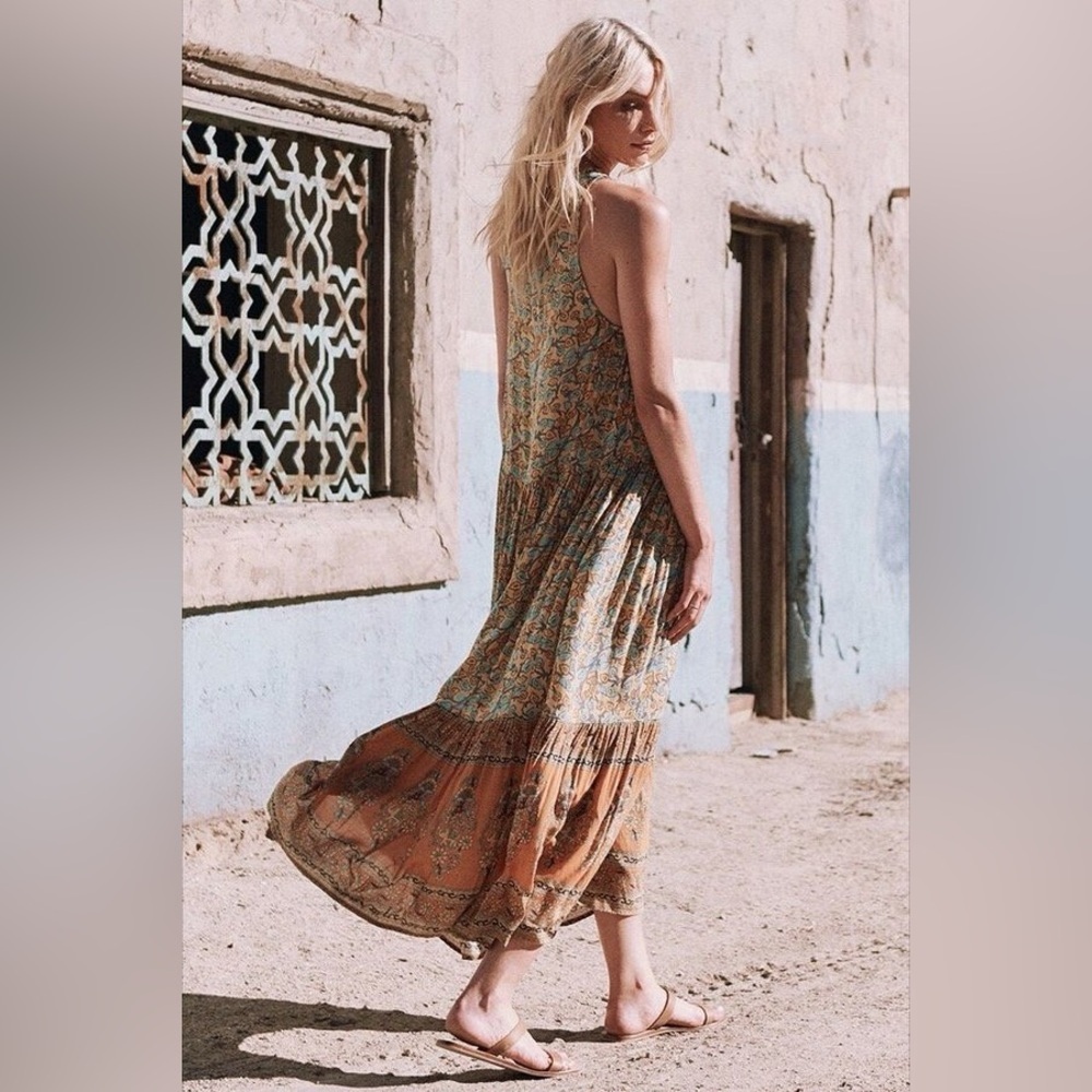Spell & The Gypsy Collective Delirium Maxi Dress Gold Boho Floral XS Extra Small - Picture 15 of 15